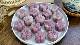 Bánh dẻo trung thu da tuyết vị khoai môn với bột nếp thường | Taro snow skin mooncakes