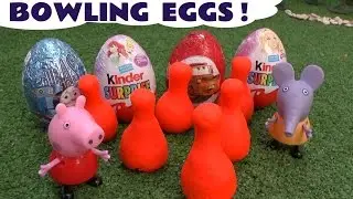 Fun Peppa Pig Egg Bowling Game With Playdoh Skittles