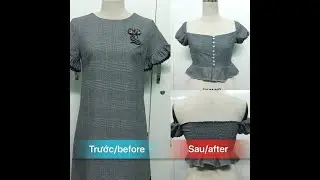 Thrifted transformation ep1/Biến đổi váy suông thành Croptop