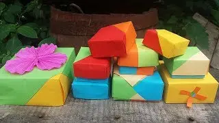 Beautiful and Simple Multicolored BOX Origami with a lid of scraps of paper without glue