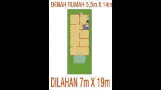 Denah rumah 5,5m X 14m di lahan 7 x 20m - Lengkap dengan gambar teknik perencanaan konstruksi