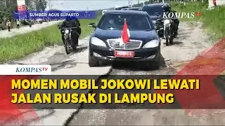 Momen Mobil Jokowi Saat Melintas Berkelok-Kelok Menghindari Jalan Rusak di Lampung