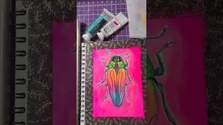 Colorful Beetle 🪲🎨 #gouache #painting #art #artshorts #sketchbook #aesthetic #artvideo #bugart