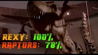 T Rex VS  Velociraptors Fight with HEALTHBARS