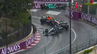 Russell crashes into incoming Perez - Monaco 2023