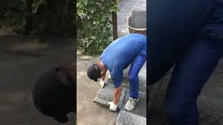 Tile laying 40/40/5 cm🍉#paving #construction #builder #diy #shorts #work #short