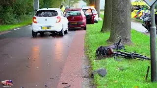 Fietser geschept en twee auto botsen op elkaar - N373 Asserstraat Zuidvelde