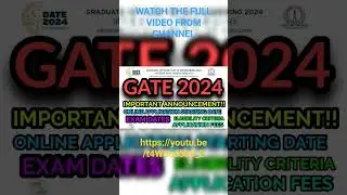 GATE 2024 IMPORTANT ANNOUNCEMENT #gate2024 #gate #gateexam #shorts #viralshorts