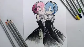 Рам и Рем из Re:Zero. Ram and Rem from the anime Re:Zero.