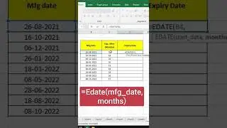 Excel Shortcut Tricks - Use EDATE formula 