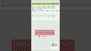 Updating Values in Python  Dictionary || Python Dictionary # Python # shorts # ytshorts