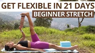 GET FLEXIBLE IN 21 DAYS | BEGINNER STRETCHING Routine for The Inflexible | Blocks & Resistance Band