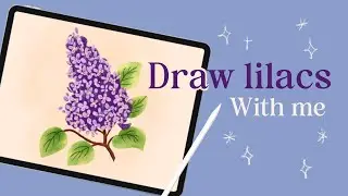 How to draw lilacs using only Procreate brushes: step-by-step & free color palette!