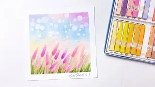[ENG] Drawing Pink Grasses - Easy Soft Pastels Drawing