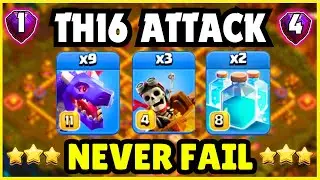 TH16 NEW ATTACK STRATEGY! 9 DRAGON + 3 DRAGON RIDER + 9 BALLOONS - BEST TH16 ATTACK STRATEGY IN COC