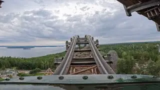 WILDFIRE RMC Wooden Roller Coaster - POV Front Row - Kolmården Zoo