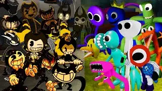 New Rainbow Friends VS BENDY ALL Phases (FNF Mod) 🎶 Bendy and the Dark Revival (Roblox New Mod)