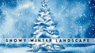 Snowy Winter Landscape | Watercolor Painting for Beginners