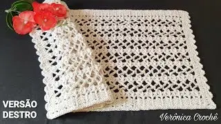 🤍🕸 Crochet table runner/Crochet table runner/Step by step/For beginners (Right-handed version)