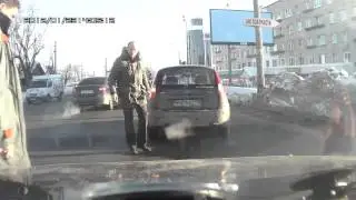 NEW Car accident on slippery road in Russia on dashcam!Lada kalina crash!!