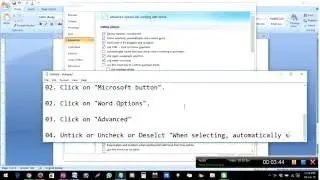 How to disable automatic selection of entire text or word in Word