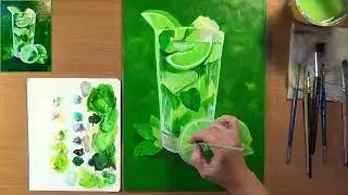 Как нарисовать мохито. Рисуем охлаждающий напиток мохито. Акрил