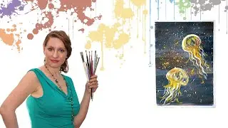 Как нарисовать медузы акрилом или гуашью