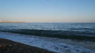 Relaxing sound of the waves at a beach in Barcelona during winter time.