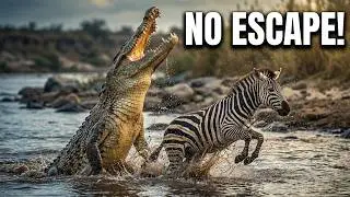 Zebras escape crocodiles