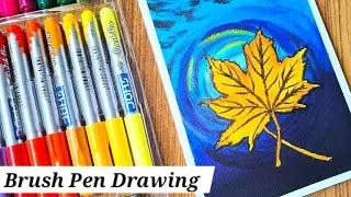 Day 32/50 Fall season #brushpendrawing with DOMS Brushpen | Artistcastle_by_sri