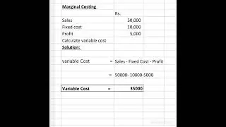 #marginalcosting #costaccounting | Find Out Variable Cost