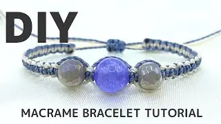 How to Make a Basic Square Knot 2 Color Bracelet with Beads | DIY Macrame Bracelet Tutorial