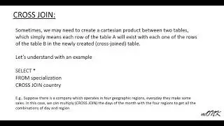 CROSS JOIN in SQL