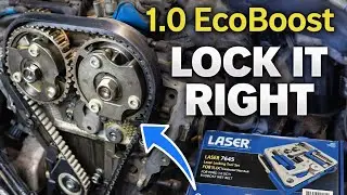1.0 Ecoboost Petrol engine - How to lock the timing belt using the laser timing lock tool.