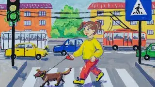 Drawing traffic rules in kindergarten and school