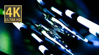 Abstract Background Video 4k TV VJ LOOP NEON Green Blue Metallic Simple Tunnel Calm Visual ASMR