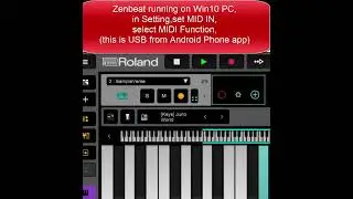 Android USB MIDI to PC (Zenbeat - Audanika app) demo