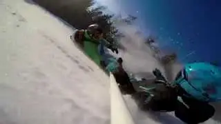 Snowboarder Crashes into Child