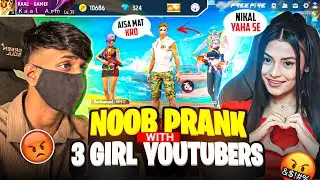 NOOB PRANK WITH 3 GIRL YOUTUBER😱 - Impossible 🎯 + 24kGoldn - Mood ❤ (FreeFireighlights)