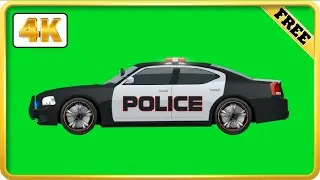 Police car moving and stop green screen effect video