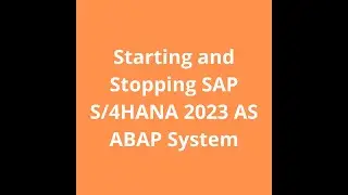 Starting and Stopping SAP S/4HANA 2023 AS ABAP System