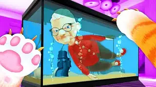 Throwing Granny Into FISH TANK... (I Am Cat VR)