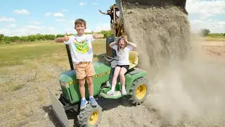 Playing with Real Tractors to Dig Dirt and Crush Things | Tractors for kids