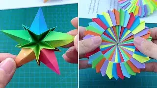 Colorful Origami Crafts Ninja Stars, Paper Fans & Spinning Tops