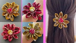 🌹 How to Make Fabric Flower Scrunchie | Flower Bracelet | Hair Tie | Pulseira de flores | फूल कंगन