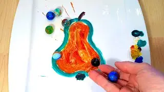 Wet Pear and Apple Oil Painting vs Traces of Glass Marbles