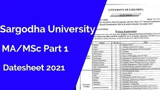 Ma /MSc date sheet 2021 university of sargodha | Ma/MSc date supplementary exam 2021