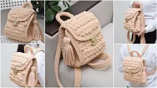 An amazing crocheted backpack with a marshmallow (puff) pattern A video tutorial