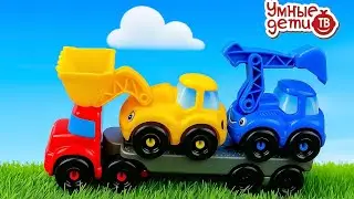 Собираем Строительные Машинки из Цветного Конструктора 🚜🌈 | Учим Цвета и Счёт 🔢 | Детское Видео 🎉