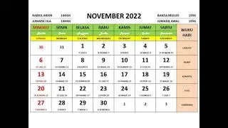 kalender bulan noverber 2022